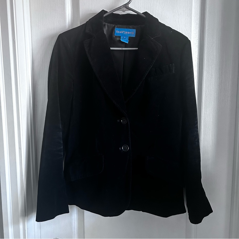 FCUK Black Velvet Blazer Size 6 Small
